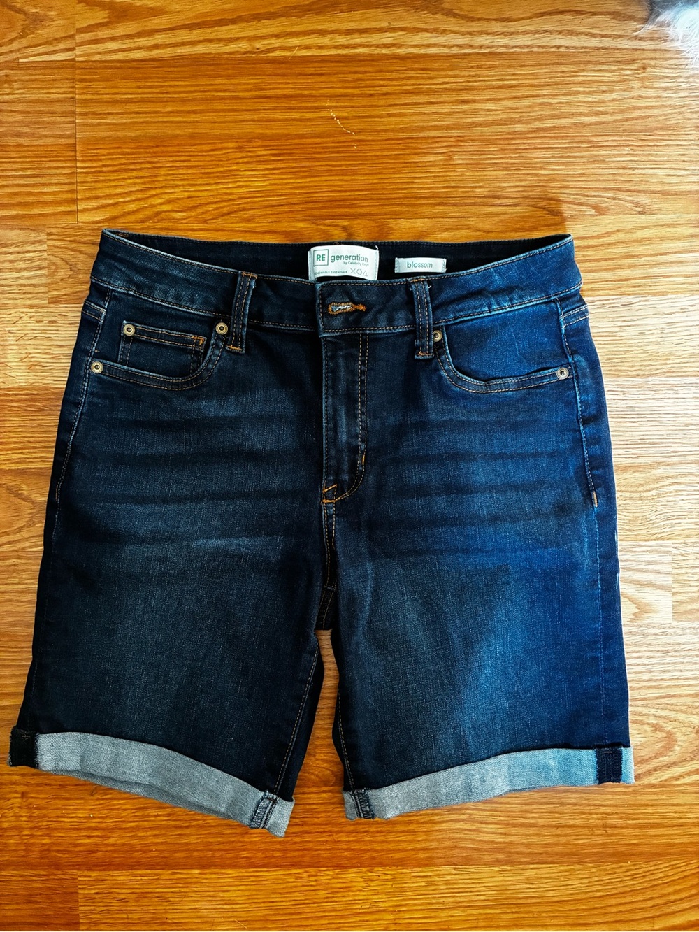 Celebrity Pink Dark Indigo Denim Women’s Rolled Cuff Shorts